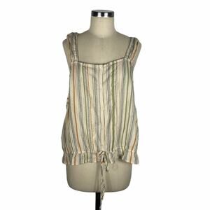 BP Cream Yellow Green Striped Tank Top Blouse 4X NWT